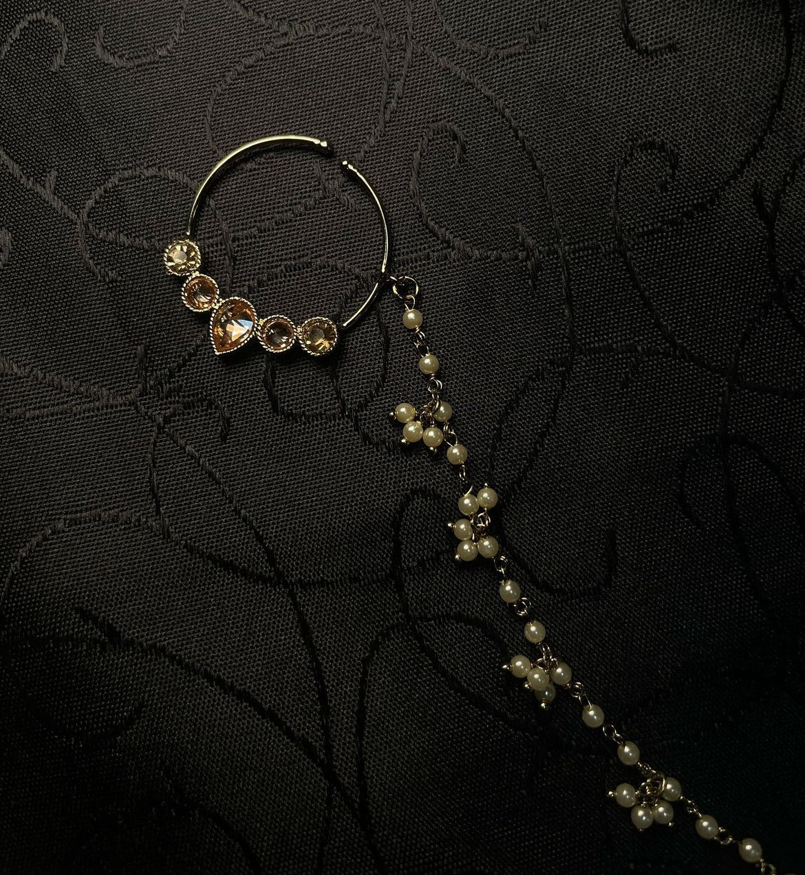 ✨Bridal Indian Polki Nose Ring w/Chain✨