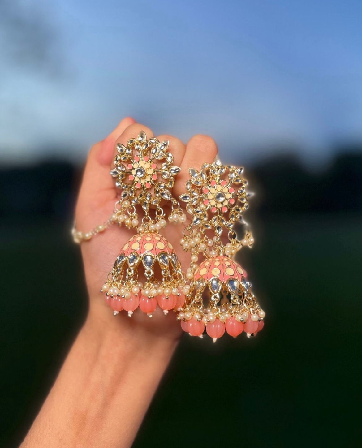 ✨Oversized Meena Kundan Jumke w/Saharay✨