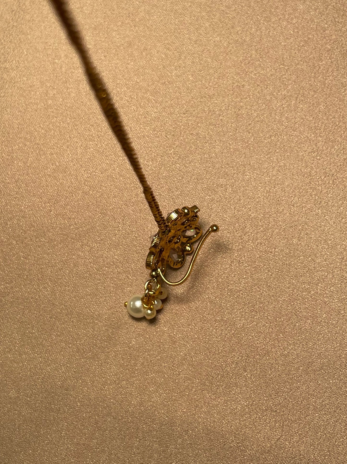 ✨South Indian Nose Pin w/Chain (Clip On)✨