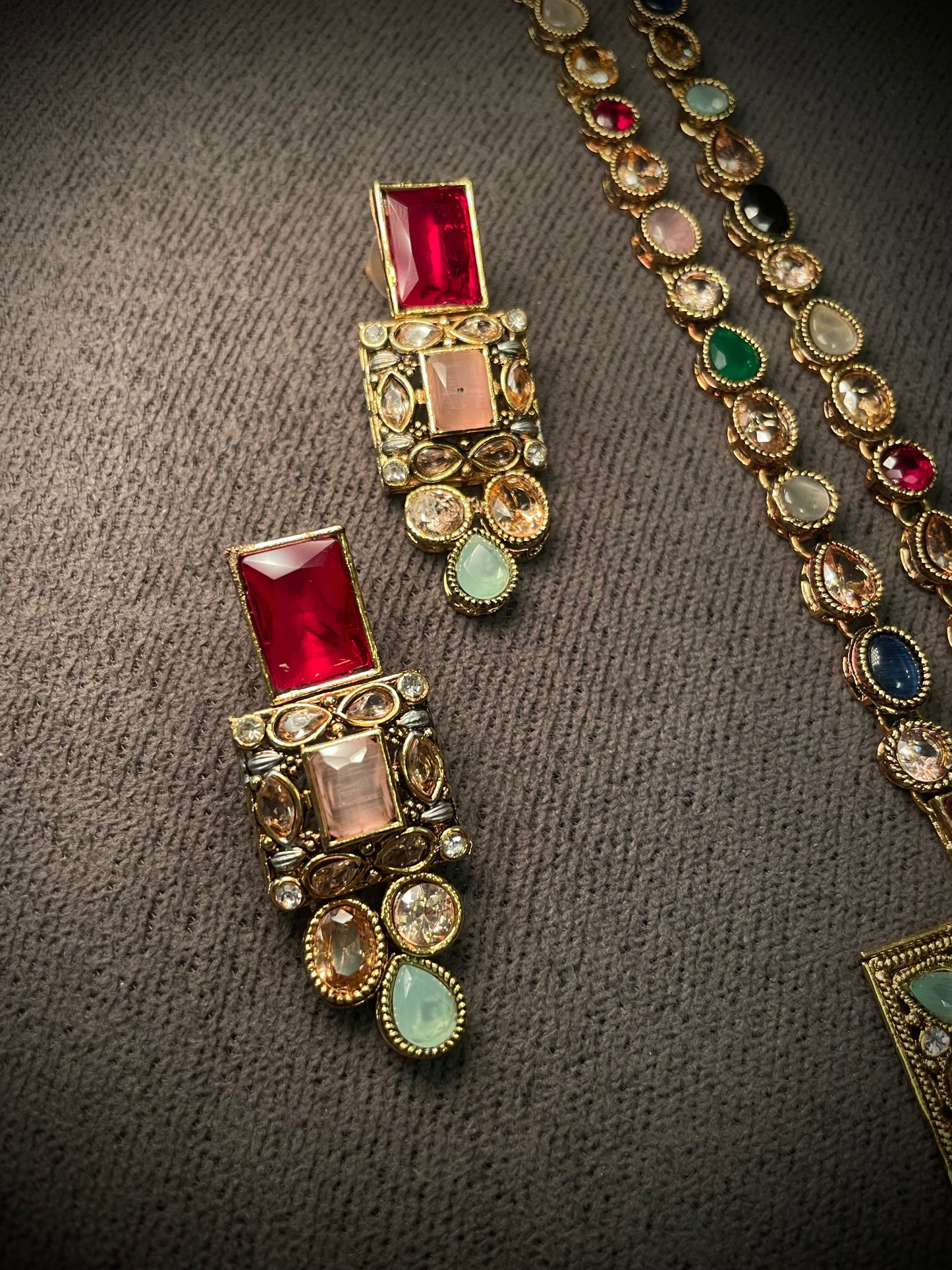 Turkish Style Square Pendant Maala Necklace Sets