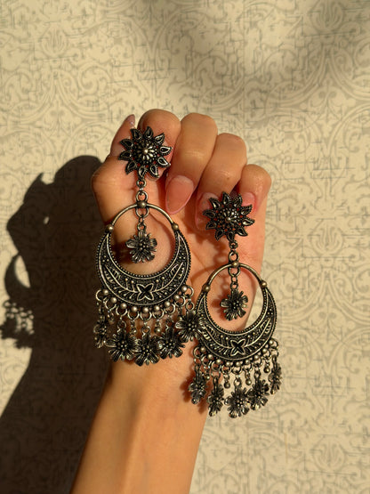Oxidize Flower Earrings