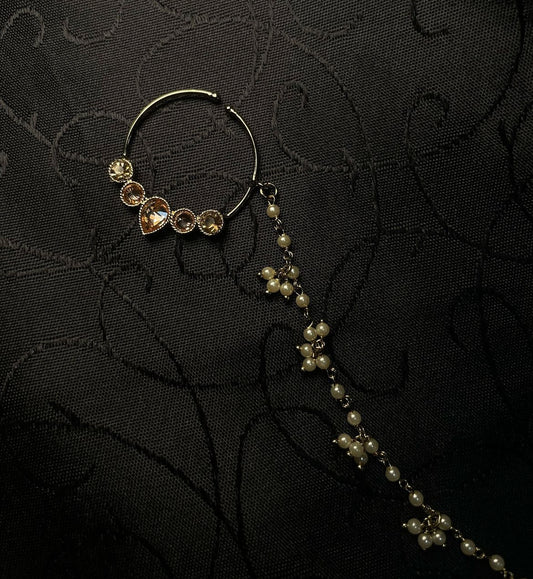 ✨Bridal Indian Polki Nose Ring w/Chain✨