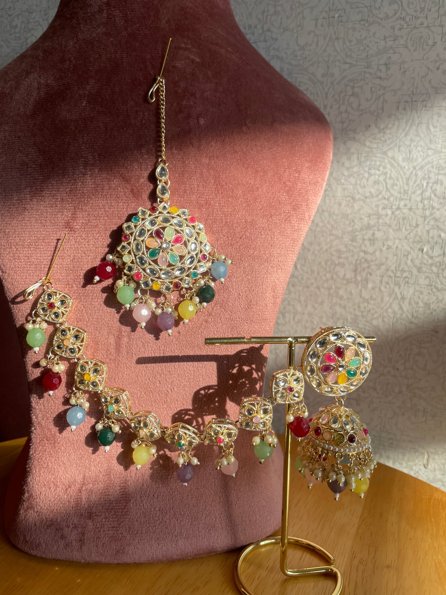 Kundan Bahubali Jumka Tikka Set