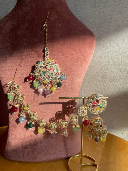 Kundan Bahubali Jumka Tikka Set