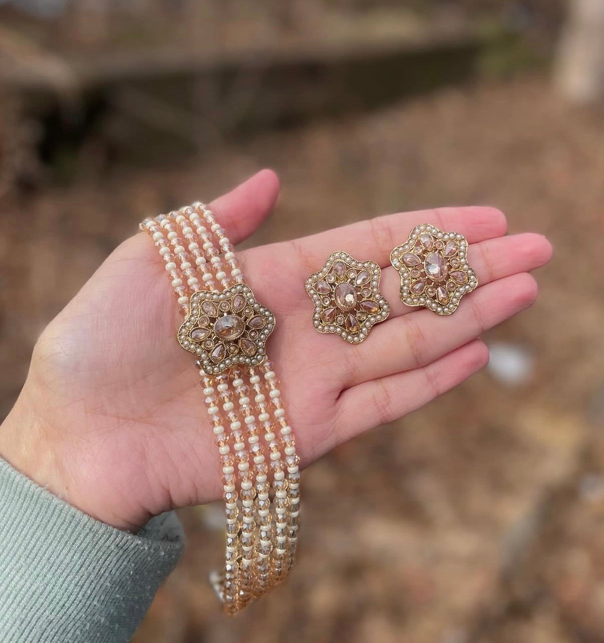 Polki Choker Set w/Studs