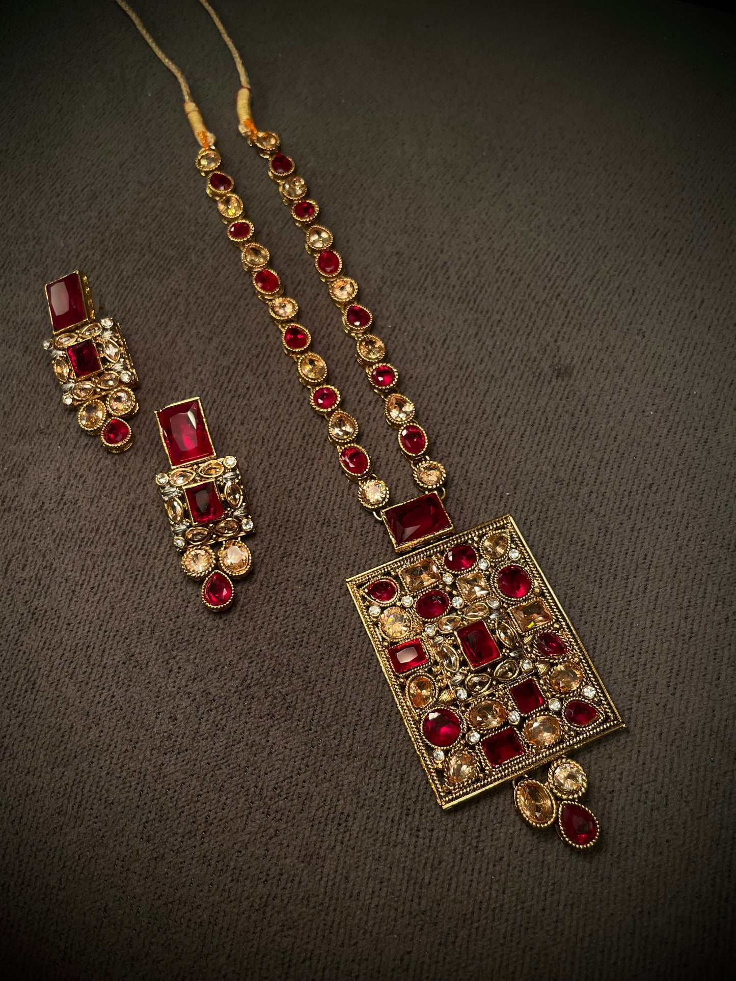 Turkish Style Square Pendant Maala Necklace Sets