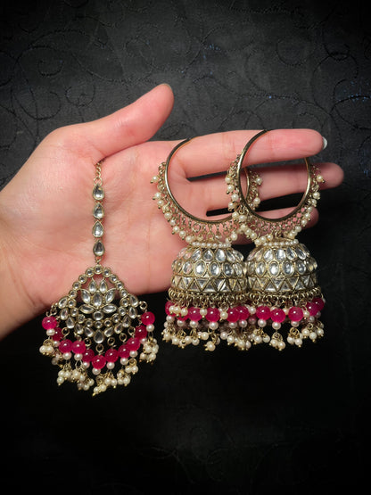 Kundan Hoop Jumka Tikka Set