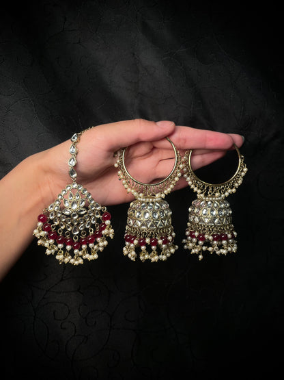 Kundan Hoop Jumka Tikka Set