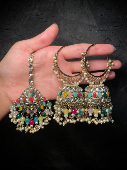 Kundan Hoop Jumka Tikka Set