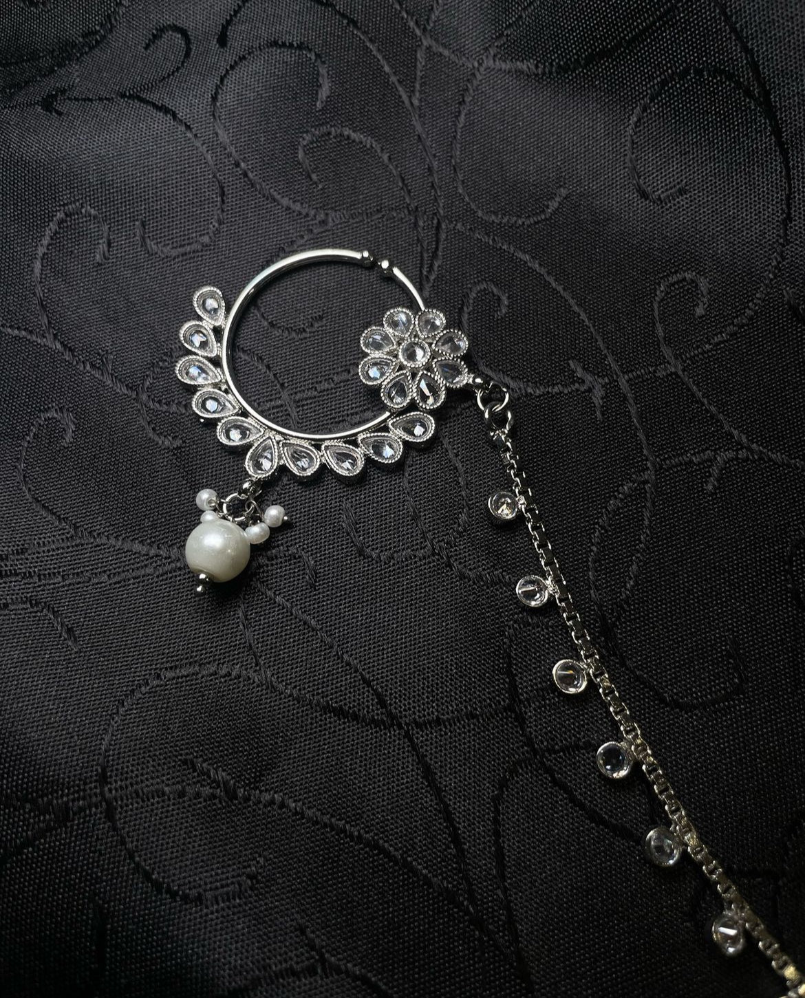 ✨Bridal Indian Polki Nose Ring w/Chain✨