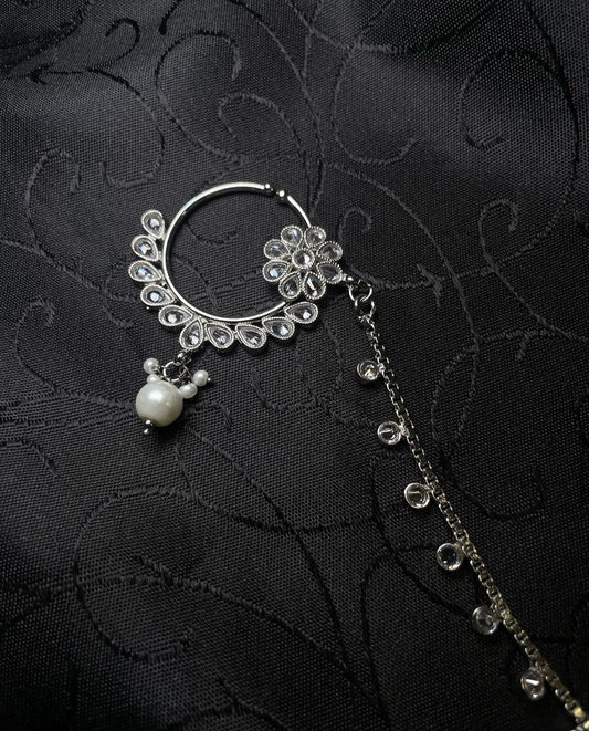✨Bridal Indian Polki Nose Ring w/Chain✨