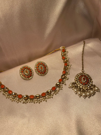 ✨Indian Choker & Necklace Set w/Studs ✨