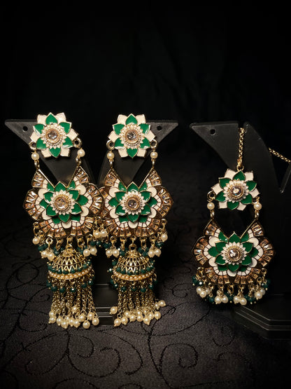 ✨Meenakari Polki Chandelier Jumke Tikka Set✨