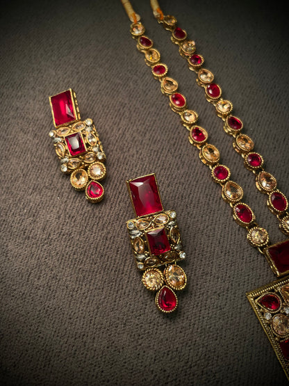 Turkish Style Square Pendant Maala Necklace Sets