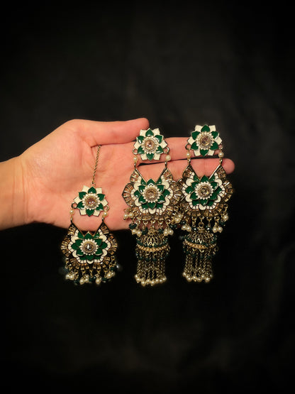 ✨Meenakari Polki Chandelier Jumke Tikka Set✨