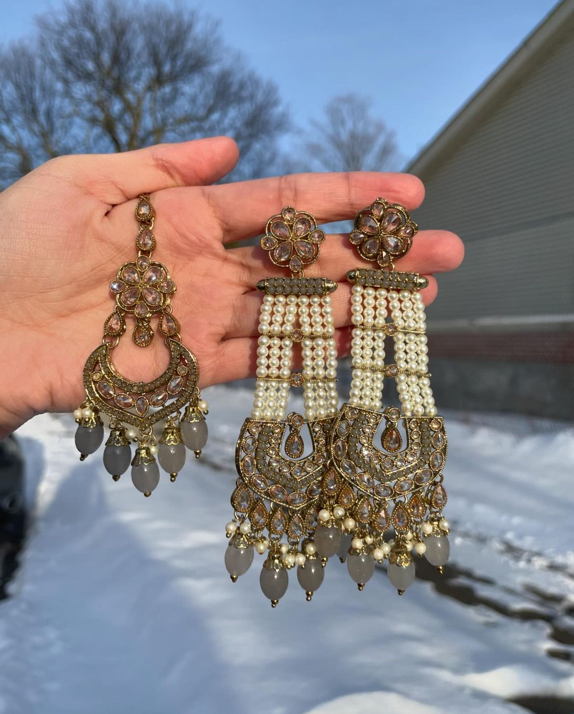 ✨Polki Jumar Style Earrings and Tikka Set✨