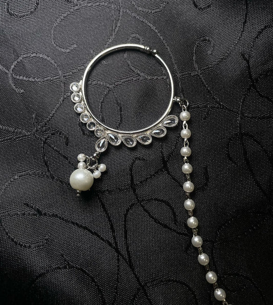 ✨Bridal Indian Polki Nose Ring w/Chain✨