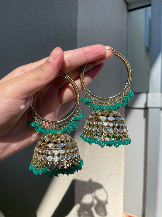 ✨Oversized Indian Mirror Hoop Jumke✨