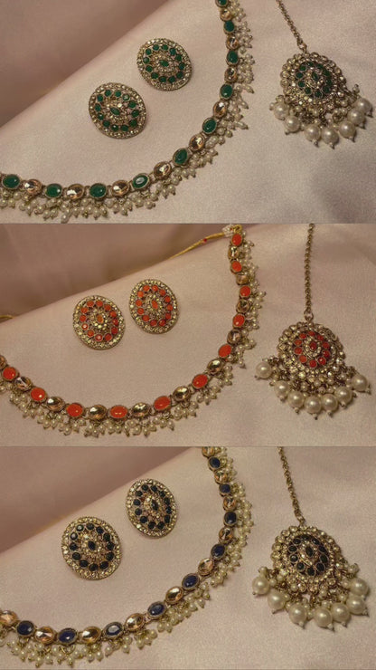 ✨Indian Choker & Necklace Set w/Studs ✨